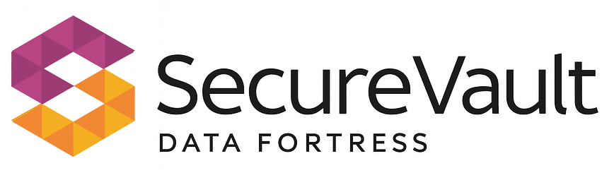 Logo SecureVault z napisem „Data Fortress"